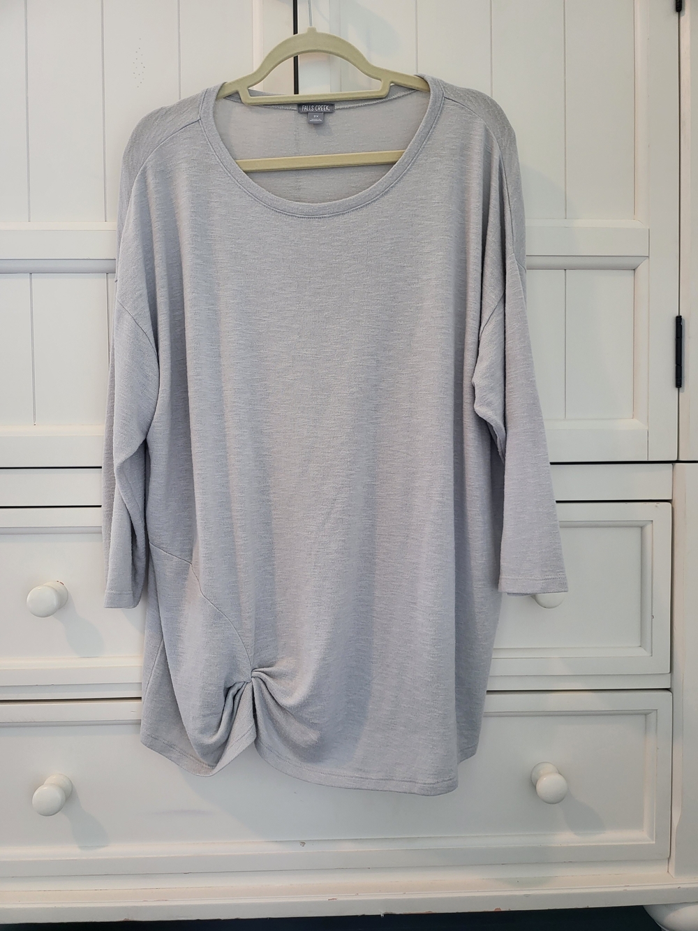 Falls Creek Women's 2X Light Gray Twist-Knot Tunic